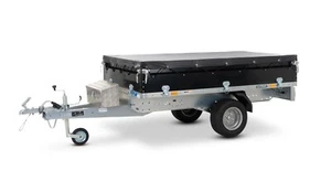 Aktion ! 750 KG Hochlader Schwarz 210 x 128cm, 100 km/h, Deichselbox, Plane - Bild 1 von 7
