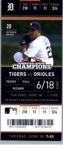 Baltimore Orioles vs Detroit Tigers 6/18/2013 Full Ticket - Octavio Dotel - Picture 1 of 2