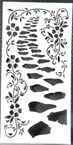 Rock Path Garden Flowers Pattern Stencil 4" x 8" - Picture 1 of 1