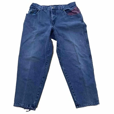 Jeans feminino ZENA 36x28 vintage anos 90 mãe perna larga azul jeans AquaBerry - Imagem 1 de 4