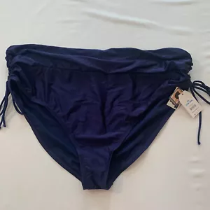 NEW Time and Tru Women’s Navy Blue Ruched Side Tie Bikini Swim Bottoms Size 3X - Picture 1 of 8