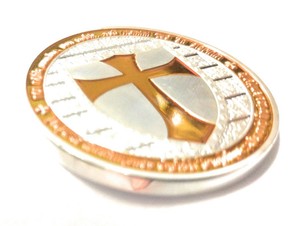 Templar Knight Crusader Challenge Coin 1 Ounce Silver Plated w Case OMCE Shield 