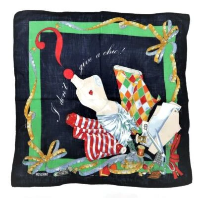 Vintage Moschino Scarf I DON'T GIVE A CHIC 16" Square - Image 1 of 3