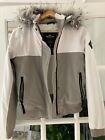 Hollister womens xs all weather grey and white parka coat in good condition 