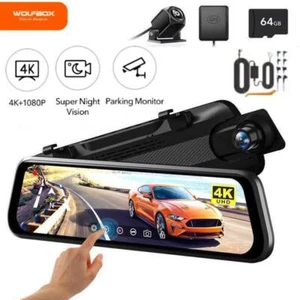 WOLFBOX G930 10in Mirror Dash Cam Front and Rear View Camera Parking Monitor - Picture 1 of 9