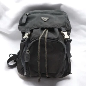 PRADA Nylon Mini Backpack Shoulder Bag Black Triangle Logo Authentic Japan - Picture 1 of 9