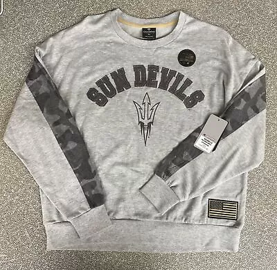 Arizona State Sun Devils Mujer Gris Bandera Rango Dolman Crew Sudadera Talla M Foto 1 de 4