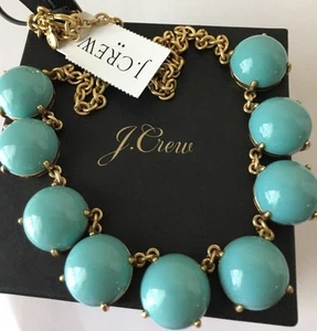 NWT J. Crew Bubble Stone Necklace soft aquamarine & J Crew Bag - Picture 1 of 5