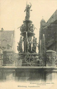 Postal Alemania Nuremberg Tugendbrunnen Fuente Justicia Escalas Sin Publicar - Imagen 1 de 2