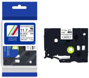 Kompatibel Drucker Etikett HSe-231 Schwarz auf Weiß 0,46 Zoll Schrumpfschlauch Bänder 2 Stück - Bild 1 von 5