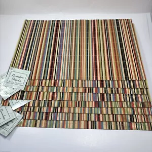 Bamboo Grass Placemats Rainbow Sticks 12 x 18 Multicolor Set 8 NWT - Picture 1 of 4