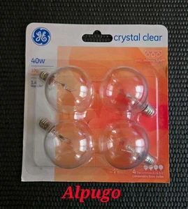 GE 40W G16.5/CL 2” Crystal Clear Globe Bulbs 370 Lumens Candelabra Base (4 Pack) - Picture 1 of 2