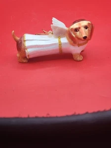 Robert Stanley Dachshund dog glass Christmas ornament angel - Picture 1 of 5