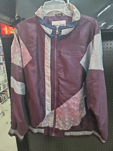 Vintage 80s 90s Westport Ltd Nylon Purple Full Zip Windbreaker Jacket L - Picture 1 of 8