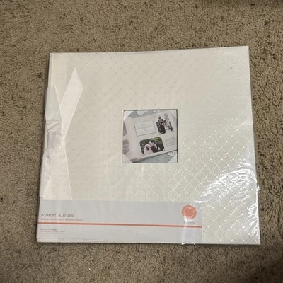 Martha Stewart 12" x 12" White Wedding Scrapbook Eyelet Album 80 embossed labels - Image 1 of 4