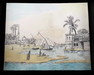 Vtg Art Pen Drawing Water Color "The Island of Roda" Beautiful Artwork Rare - Picture 1 of 17
