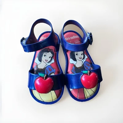 Mini Melissa X Disney Snow White Mary Jane  Sandals Size 7 Apples Little Girls - Image 1 of 4