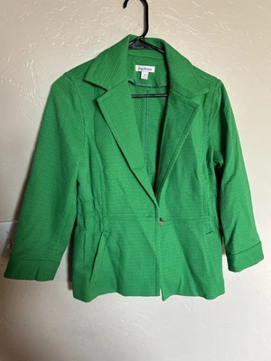 Joan Rivers Twill Tweed Blazer Jacket S Kelly Green Button Women - Image 1 of 4