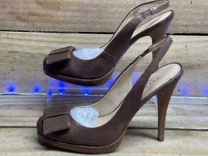 talbots high heel Sarina3-m Brown Shoe With Bow Accent Sz 8.5 B Retail $169 - Picture 1 of 9