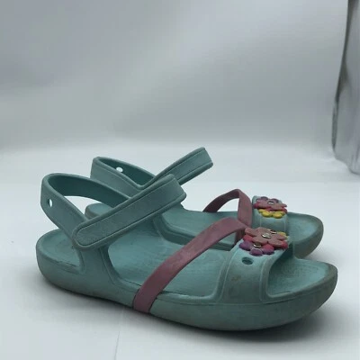 Crocs Lina Teal vegan slip on sandals SZ Childs 13  - Image 1 of 4