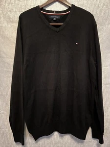 Tommy Hilfiger Mens Essential Premium Cotton V Neck Sweater XXL Black - Picture 1 of 15