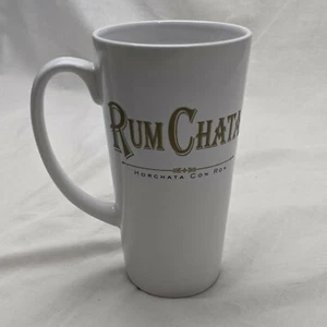 Rum Chata Horchata Con Ron 14oz Ceramic Coffee Mug 6" Tall White w/Gold Print - Picture 1 of 4