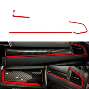 Red Front Dashboard Frame Strip Trim Sticker Fit Honda Civic 10th Gen 2016-2021 - Picture 1 of 12