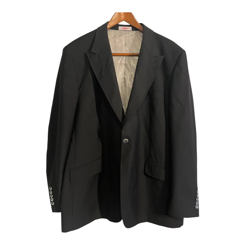 Tiglio Rosso Hombre Traje de Lana Chaqueta Blazer 48R Negro 1 Botón Lanifico Di Biella Foto 1 de 4
