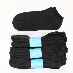 4 12 Pairs Kids Youth Cotton Socks No Show Low Cut Solid Black Heavy Size 6-8 - Picture 1 of 1