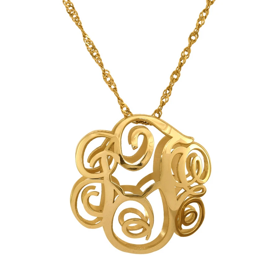 Personalized Gold or Sterling Silver 3D Custom Monogram Necklace For Her - Изображение 1 из 4