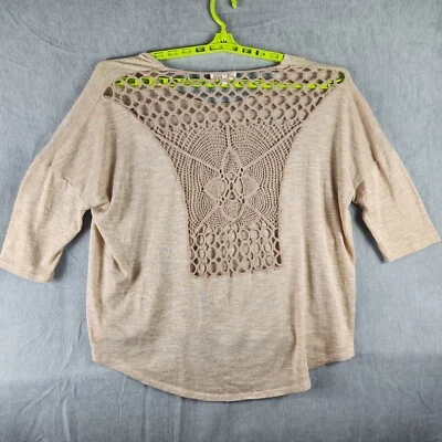 Top de mujer Umgee Plus 1XL beige tostado crochet trasero ligero suéter tejido usado en excelente estado Foto 1 de 4