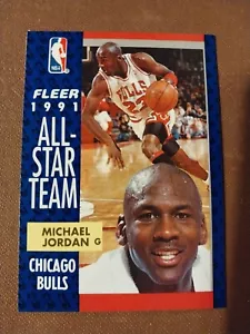 1991 MICHAEL JORDAN FLEER ALL STAR NBA KARTE #211 CHICAGO BULLS WEISSE SOX ABSÄTZE - Bild 1 von 2