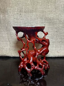 Wooden Display Stand made of Padauk, handmade sculpture, core wood, size 6.5" - Picture 1 of 11