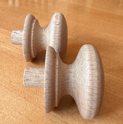 Pr Repro Lathe Turned Cabinet Knob Desk Drawer Pull Unfinished Wood,Tenon 2 1/4" - Image 1 of 3