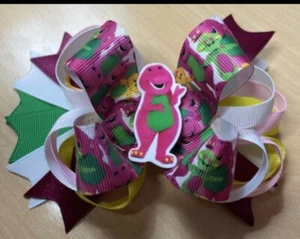 Barney the Dinosaur Inspired Hair Bow  - Picture 1 of 2