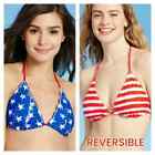 NWT Xhilaration Women's Halter American Flag Reversible Bralette Bikini Set, M
