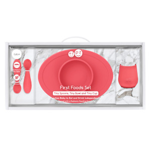 High Quality Silicone First Foods Set - Tiny Bowl, Spoons and Cup - Coral