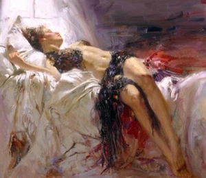Pino Daeni,Hand-painted Portrait oil Painting On Canvas 24x36inch #060 Unframed - Picture 1 of 5