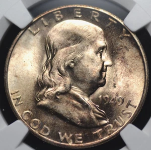 1949 S FRANKLIN HALF DOLLAR NGC MS 65 ALLURING GLOSSY LUSTER WITH A TASTE OF - Picture 1 of 10