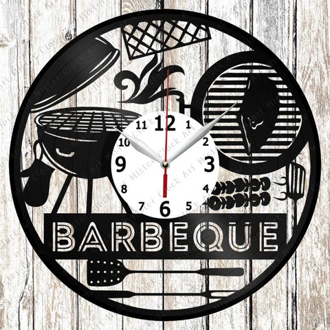 Barbecue Vinyl Wall Clock Made Of Vinyl Record Fan Art Handmade 1413 Cover