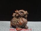 Chinese Antique Boxwood Hand-carved Dragon and Money Turtle Statue