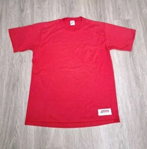 Vintage 90s Jerzees Blank Plain Single Stitch Super T Shirt Large Red Made USA - Picture 1 of 11