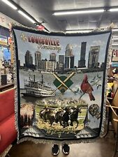 Louisville Kentucky Tapestry Throw Woven Skyline Baseball Derby Horses Riverboat