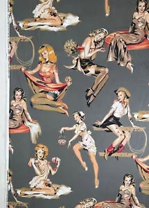 Tela - Fuera de existencia Alexander Henry Pin Up Bellezas Retro con Cerebro Halloween - 1 Yarda - Imagen 1 de 13
