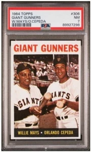 1964 Topps - #306 Giant Gunners Mays & Cepeda PSA 7 casi nuevo etiqueta - Imagen 1 de 2