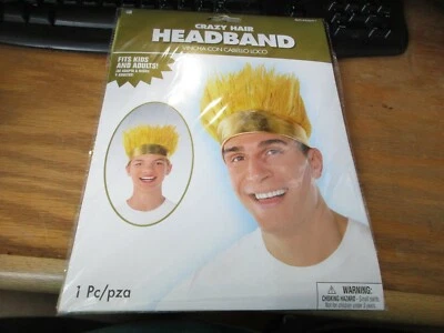 Peluca diadema AMSCAN CRAZY HAIR amarilla con luz dorada puerta trasera de Halloween nueva en paquete Foto 1 de 3