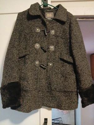 Abrigo Chaqueta BKE Mujer Gris Negro, Forrado, XLarge Cuello Botón Foto 1 de 3