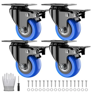 2 Inch Caster Wheels, Casters Set of 4 Heavy Duty, Polyurethane (PU) Swivel C... - Bild 1 von 7