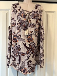 John Paul Richard Purple Paisley Tank Sleeveless Blouse 3X - Picture 1 of 3