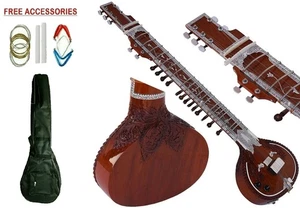 Professional Indian Electric Travel Sitar Tun Wood 7+13 Strings + Bag & Mizrab - Picture 1 of 5